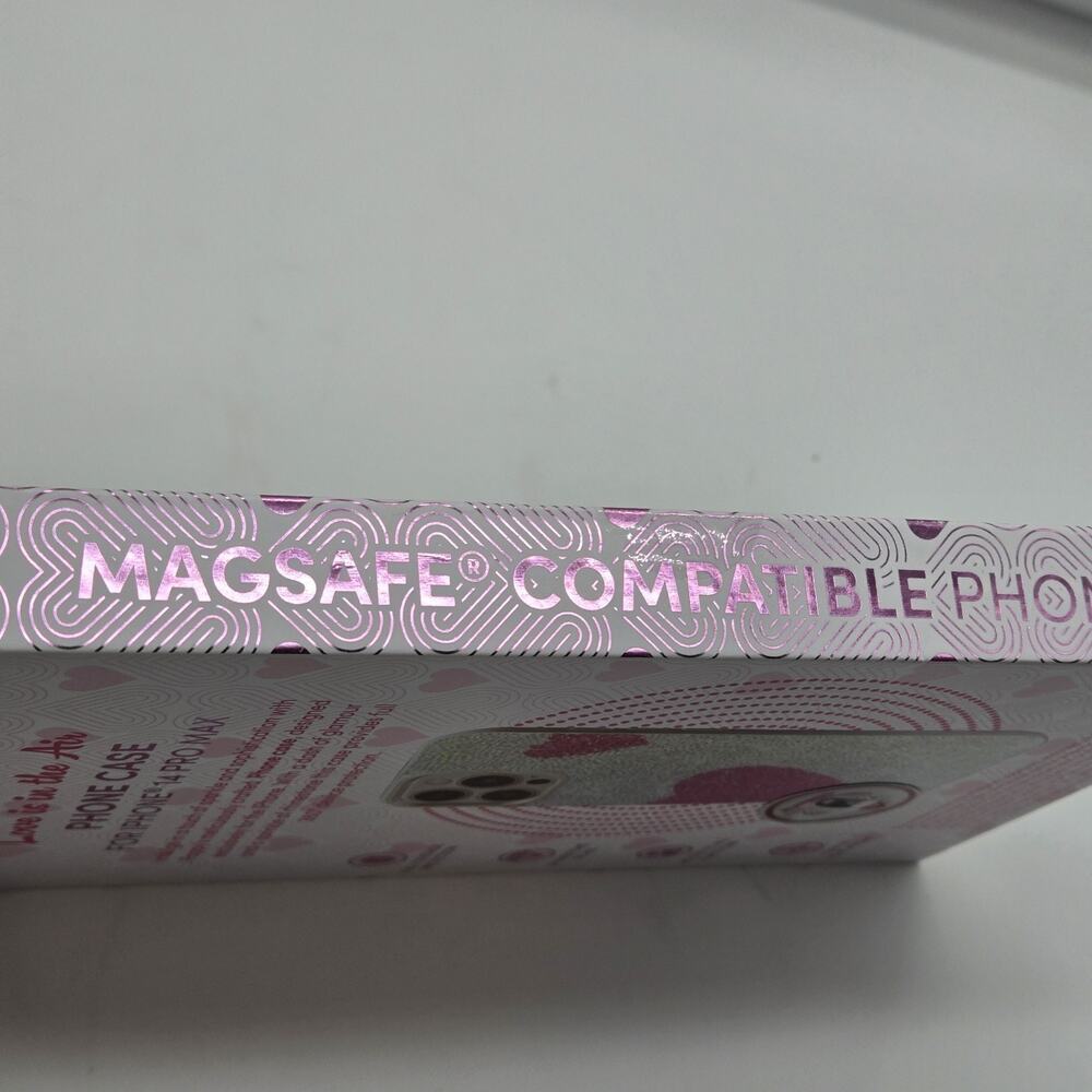 Glitter Pink Silver Hearts iPhone 14 Pro Max Rhinestone Coquette Princess NeW - Picture 6 of 6